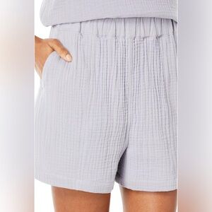 Sz XS Madewell lightspun easy pull on shorts in faded lavender cotton pockets